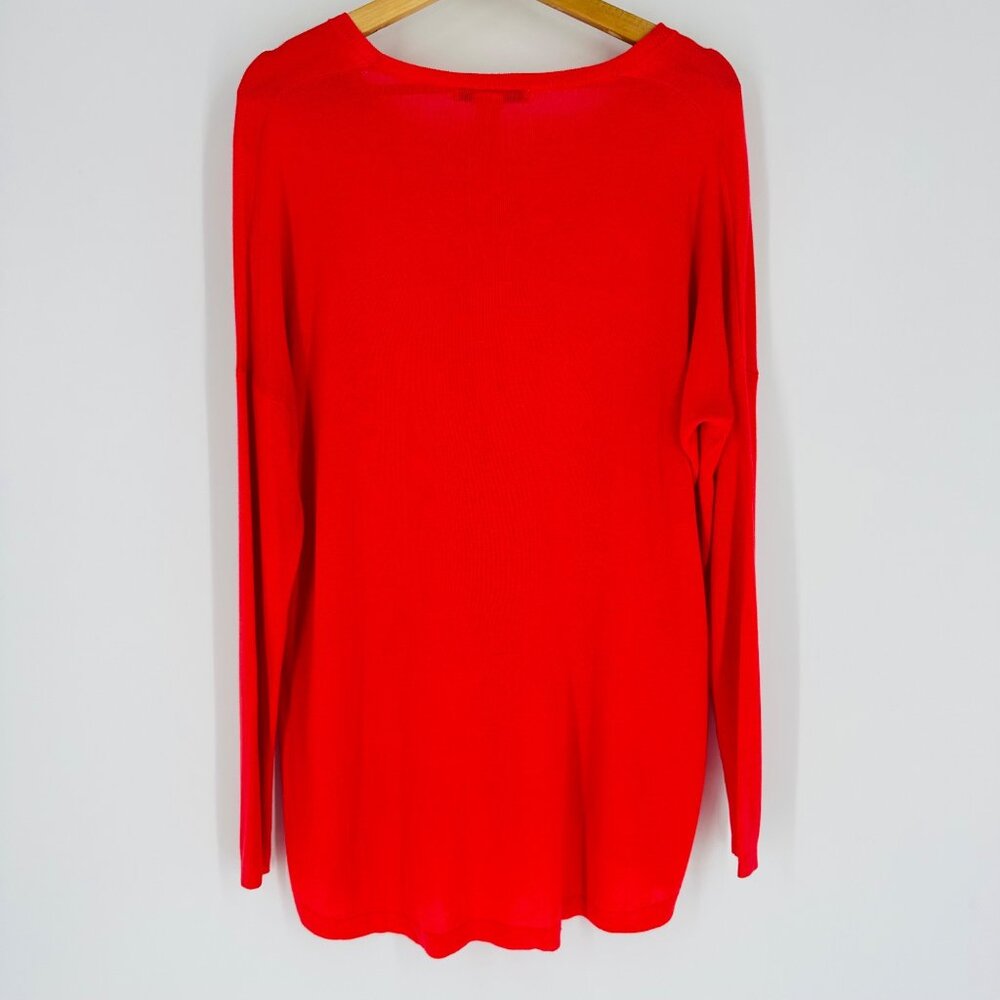 MNG By Mango Red Long Sleeve Round Neck Knit Hi-Low Hem Comfy Sweater Size S - Picture 2 of 5